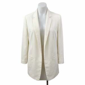 Love Tree White Open Front Long Sleeve Classic Boyfriend Blazer Coat Jacket XL